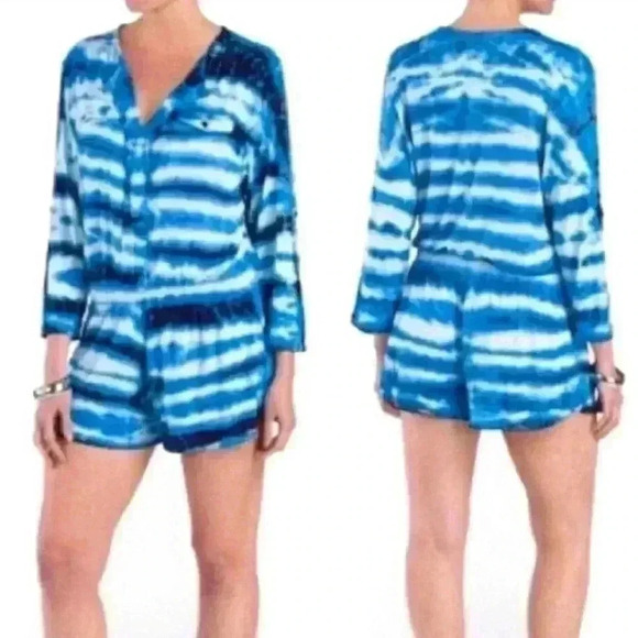 Young Fabulous & Broke Tie Dye Elastic Waist 3/4 Tab Sleeve Jumper Romper Size S - Picture 14 of 14